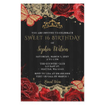 Rote Rosen Black Gold Sweet 16 Einladung
