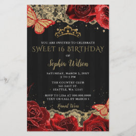 Rote Rosen Black Gold Sweet 16 Einladung