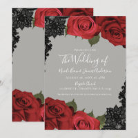 Rote Rosen & Black Lace Gray Chic Wedding