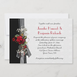 Rote Rosen Black Ribbons Hochzeitseinladungen Einladung