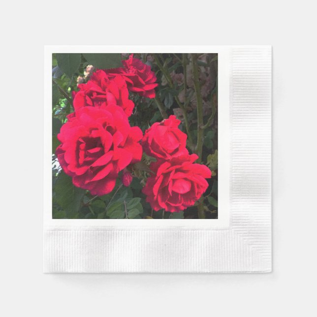 Rote Rosen blühen Serviette (Vorderseite)