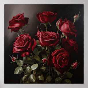 Rote Rosen Blume Art Print Poster