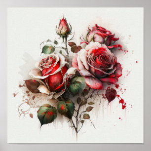 Rote Rosen Blume Art Print Poster
