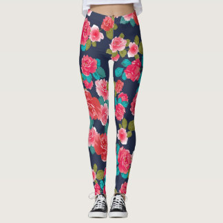 Rote Rosen Blume Leggings