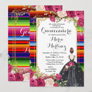rote Rosen Blume Quinceañera Geburtstag Einladung