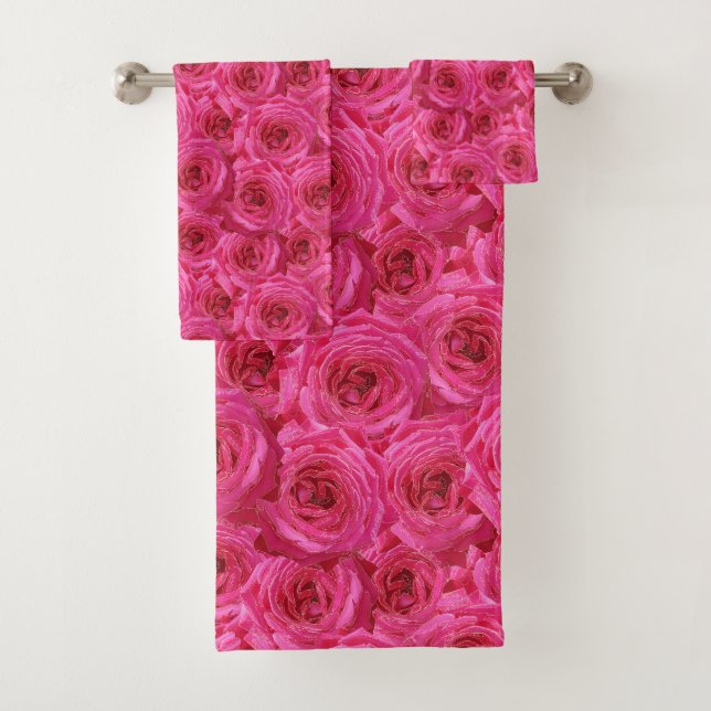 Rote Rosen, Blume, Rot, Liebe Badhandtuch Set (Insitu)