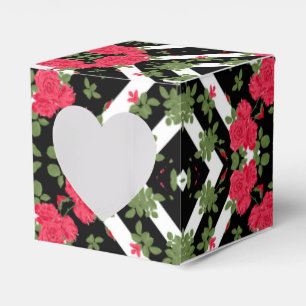 Rote Rosen Blume Schwarz-weiß bloral kaleidoskopis Geschenkschachtel