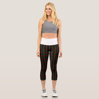 Rote Rosen-Blumen-Yogahosen Leggings