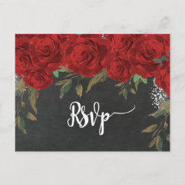 rote Rosen Blumenblätter Hochzeit Rsvp Postkarte