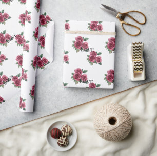 Rote Rosen Blumenkohl Liebe Geschenkpapier