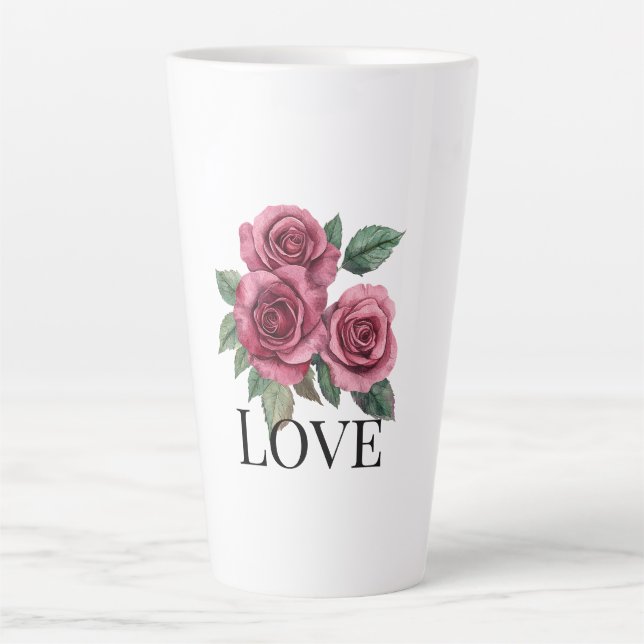 Rote Rosen Blumenkohl Liebe Milchtasse (Vorderseite)