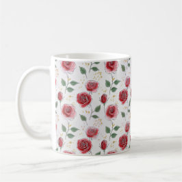 Rote Rosen Blumenmuster Kaffeetasse