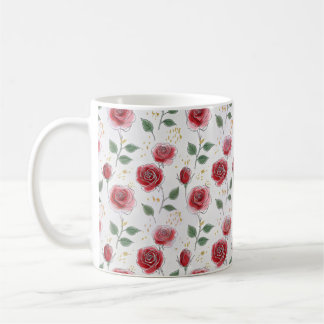Rote Rosen Blumenmuster Kaffeetasse