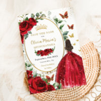 Rote Rosen BlumenPrinzessin Dress Gold Quinceñera