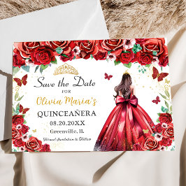 Rote Rosen Blumenschmetterlinge Prinzessin Quincea Save The Date