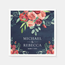 Rote Rosen Blumenstrauß Navy Blau Hochzeit