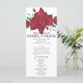 Rote Rosen Boho Hochzeitsprogramme