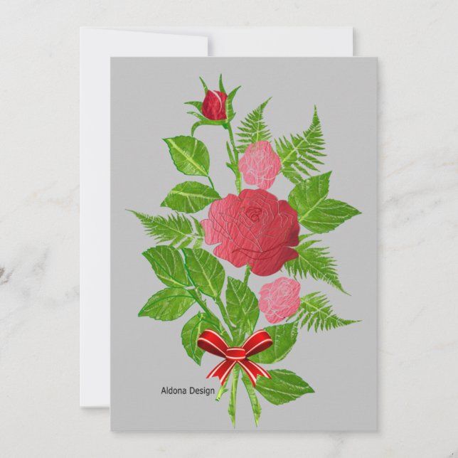 Rote Rosen Boquet Feiertagskarte (Vorderseite)