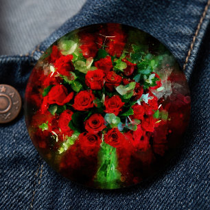 Rote Rosen Bouquet Blume Aquarell - bb Button