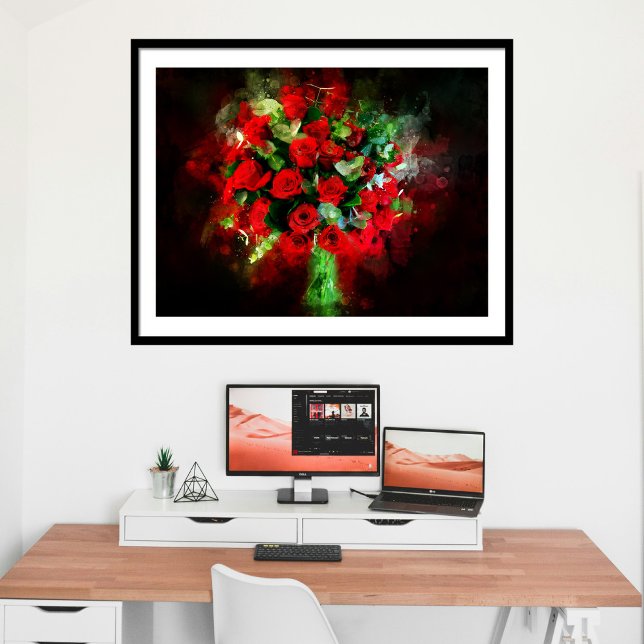 Rote Rosen Bouquet Blume Aquarell - bb Fotodruck (Von Creator hochgeladen)