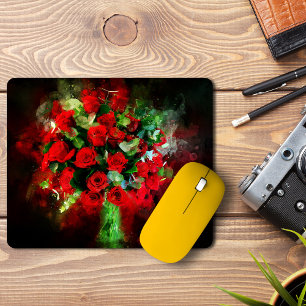 Rote Rosen Bouquet Blume Aquarell - bb Mousepad