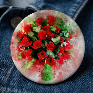 Rote Rosen Bouquet Blume Aquarell - wb Button