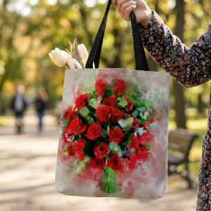 Rote Rosen Bouquet Blume Aquarell - wb Tasche