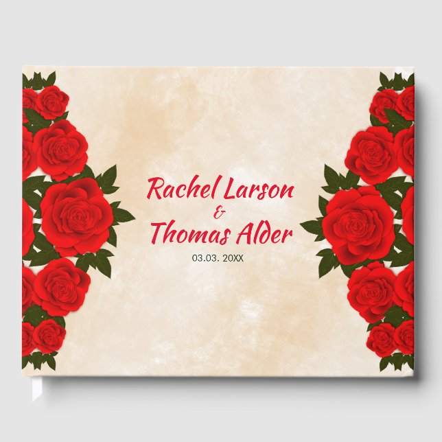 Rote Rosen Bouquet Gästebuch (Vorderseite)