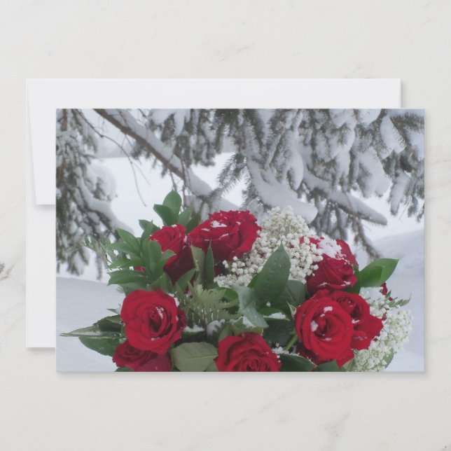 Rote Rosen Bouquet in Snow White Winter Wedding (Vorderseite)