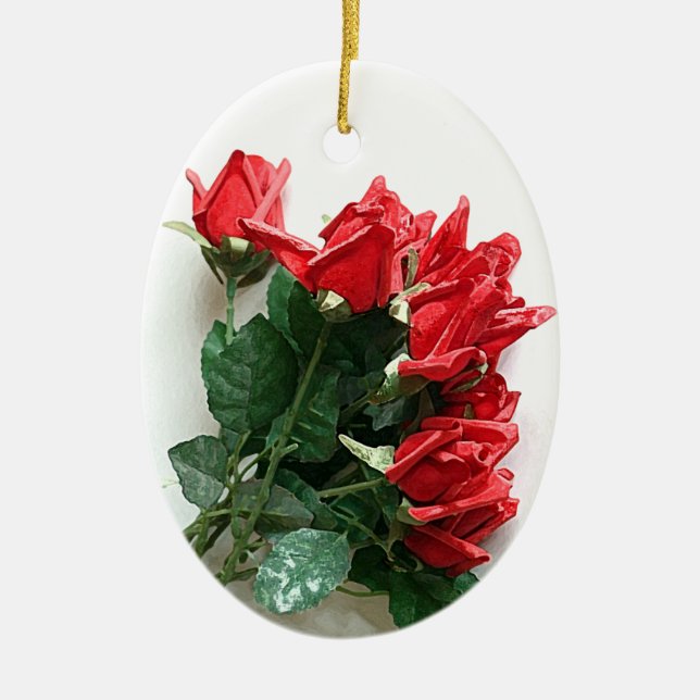 Rote Rosen Bouquet Keepake Ornamente (Vorne)