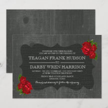 Rote Rosen Burlap Wood Gothic Wedding Einladungen