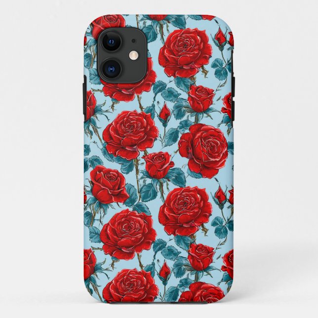Rote Rosen Case-Mate iPhone Hülle (Rückseite)