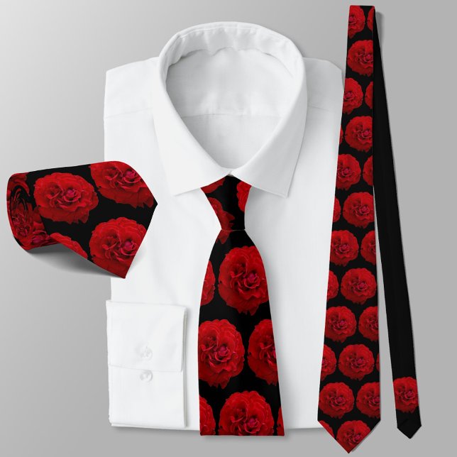 Rote Rosen Classic Black Floral Krawatte (Von Creator hochgeladen)