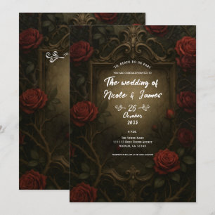 Rote Rosen Crimson Thorn Gothic Barock Hochzeit Einladung