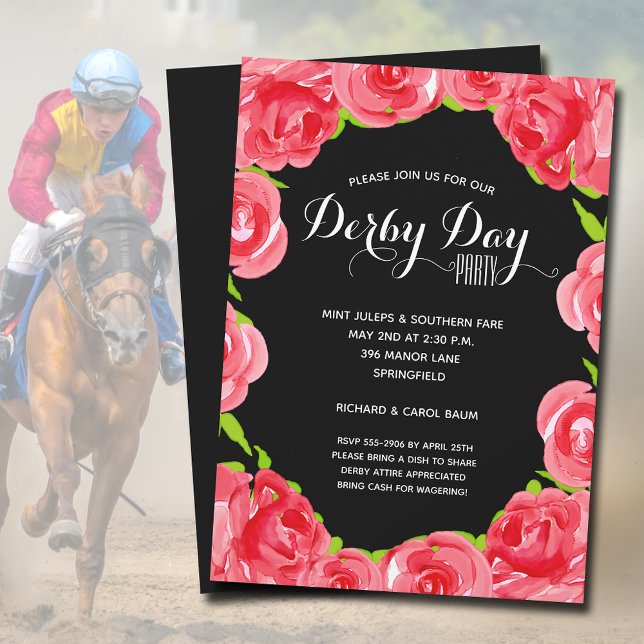 Rote Rosen Derby Race Party Einladung (Red Roses Derby Race Party Invitations - INSTANT DOWNLOAD and/or PRINTED )