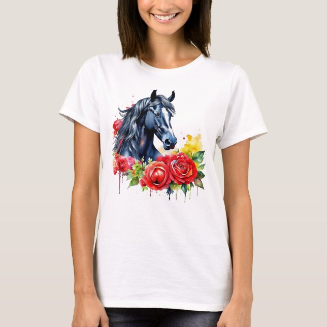 Rote Rosen des Schwarzen Horns T-Shirt (Vorderseite)
