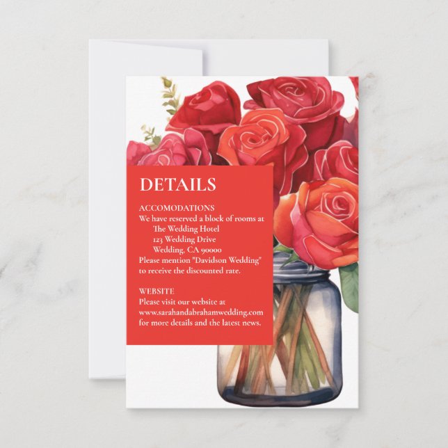 Rote Rosen Details Umschließungskarten RSVP Karte (Vorderseite)