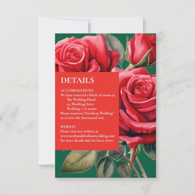 Rote Rosen Details Umschließungskarten RSVP Karte (Vorderseite)