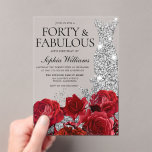Rote Rosen Diamond Gown 40. Geburtstag Party Acryleinladungen<br><div class="desc">Rote Rosen Diamond Gown 40. Geburtstag Party 40 und Fabulous Akryllische Einladung Siehe Matching Kollektion in Nest und Nest Store Vielen Dank</div>