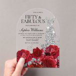 Rote Rosen Diamond Gown 50. Geburtstagsparty Arch Acryleinladungen<br><div class="desc">Rote Rosen Diamond Gown 50. Geburtstagsparty Arch Akryllische Einladung Siehe Matching Kollektion in Nest und Nest Store Vielen Dank</div>
