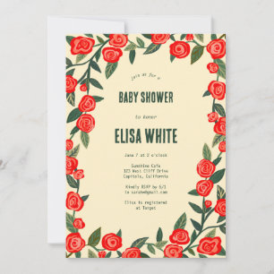 Rote Rosen, DIE QR-Code-BABY-SHOWER BENUTZEN Einladung