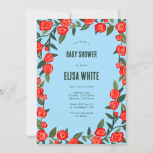 Rote Rosen, DIE QR-Code-BABY-SHOWER BENUTZEN Einladung