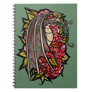 Rote Rosen Drachenkunst Notizblock
