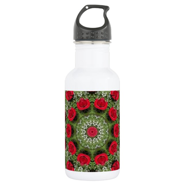Rote Rosen Edelstahlflasche (Vorderseite)