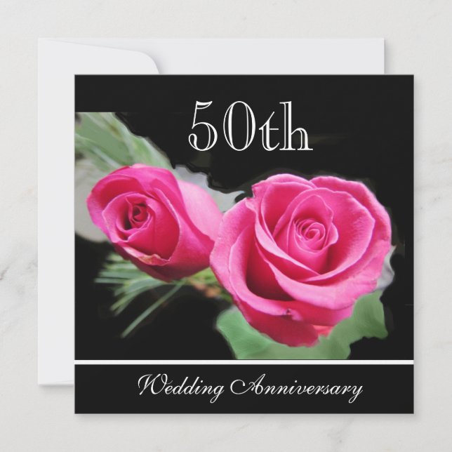 Rote Rosen Einladung zum 50. Hochzeitstag (Vorderseite)