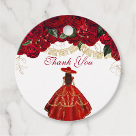 Rote Rosen Elegant Floral Charro Quinceanera Gefal Geschenkanhänger