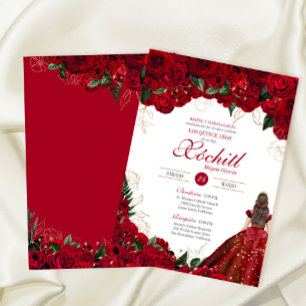Rote Rosen Elegante Flora Schöne Quinceanera Einladung