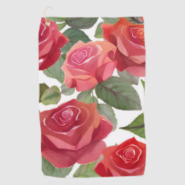 Rote Rosen | Elegante Florale Rosen Aquarell Golfhandtuch