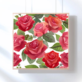 Rote Rosen | Elegante Florale Rosen Aquarell Poster