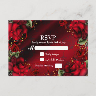 Rote Rosen Elegante gotische Hochzeitskarte RSVP Karte